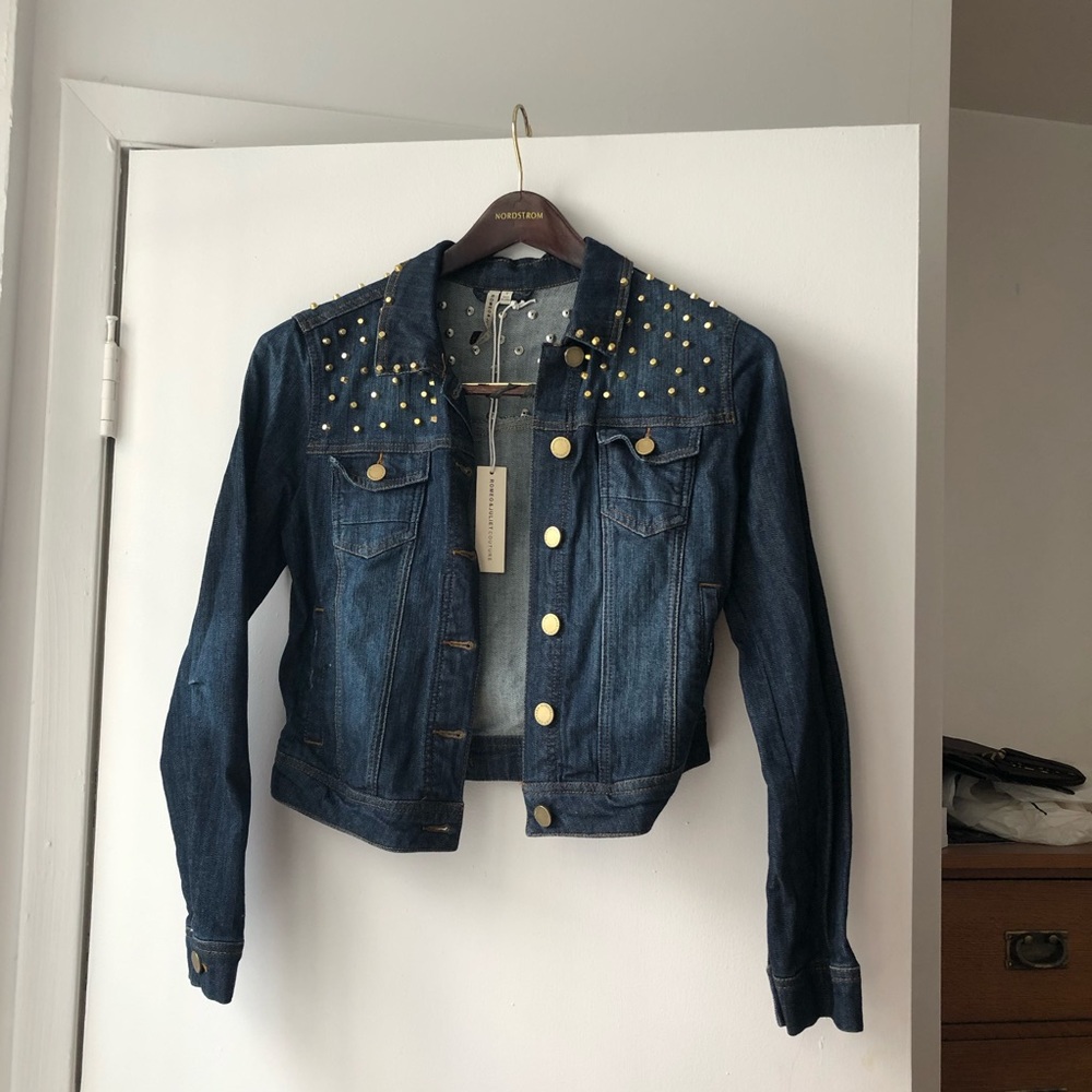 Romeo&Juliet Coture Rockstud Jean Jacket NWT Gold